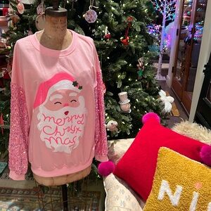 Merry Christmas Santa sequin sweatshirt ~ size large ~ brand new without tags!